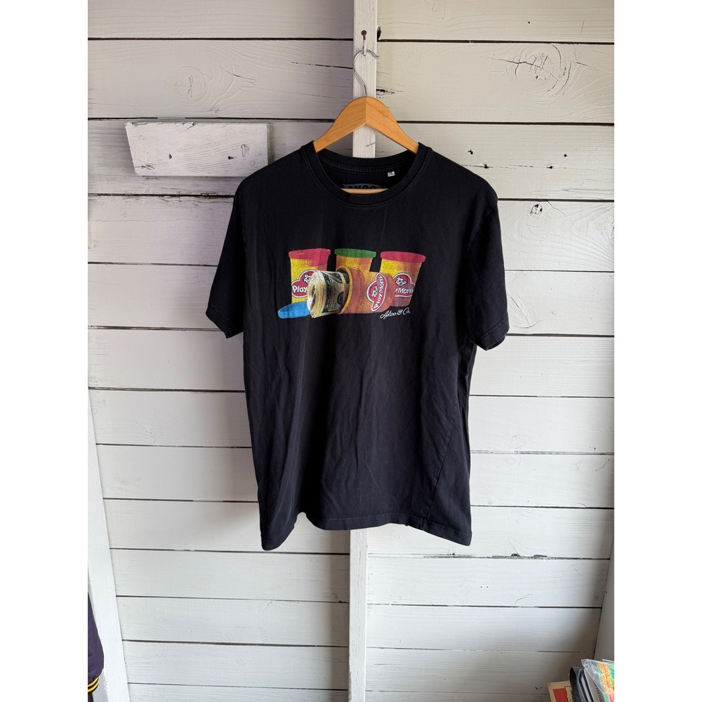 AKOO Mens Play-Mony Graphic Tee Black Streetwear Short Sleeve T-Shirt Large
